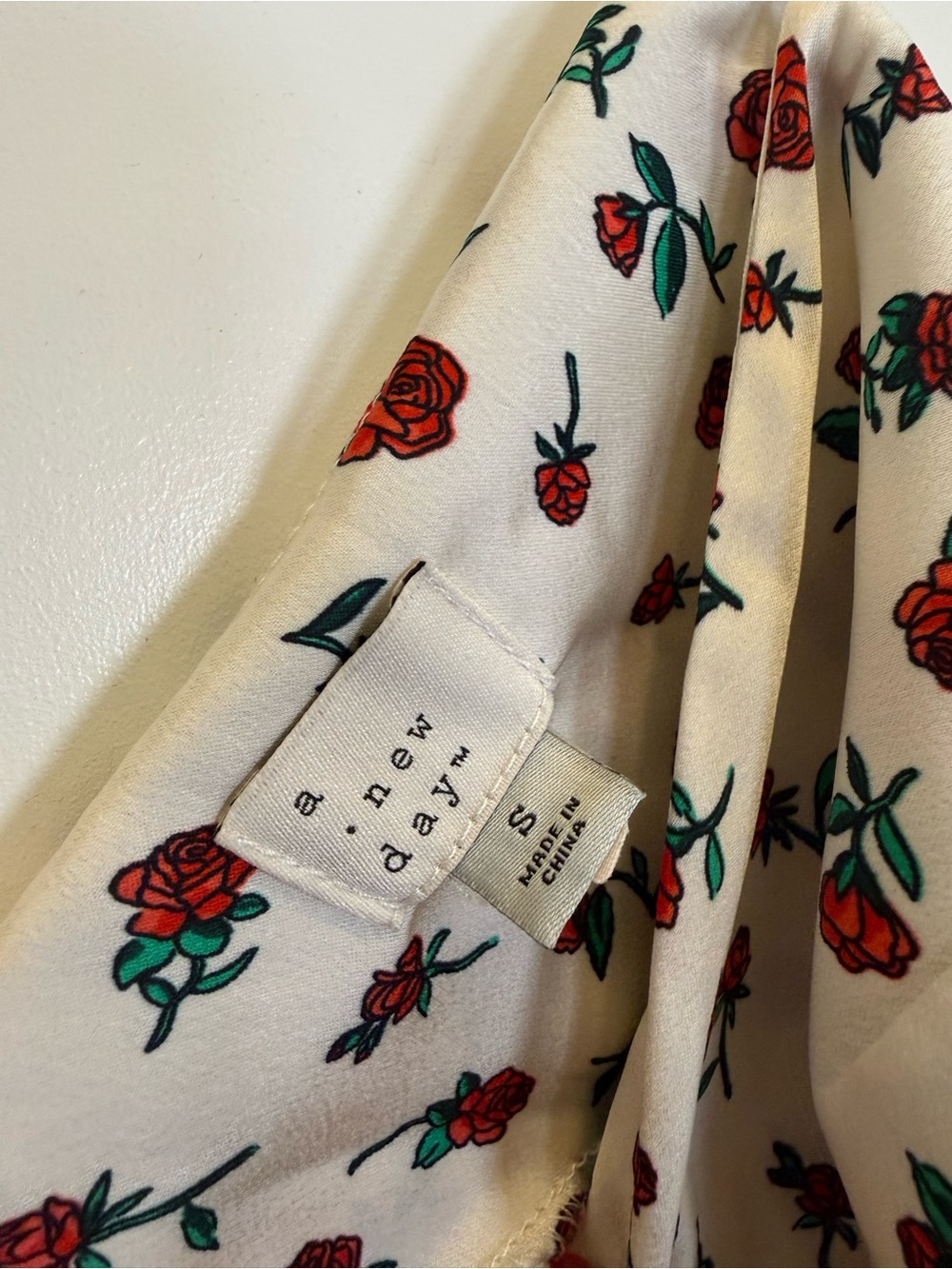 A New Day Cream Rose Floral Slip Maxi Dress Satin with Spaghetti Straps - Picture 3 of 7